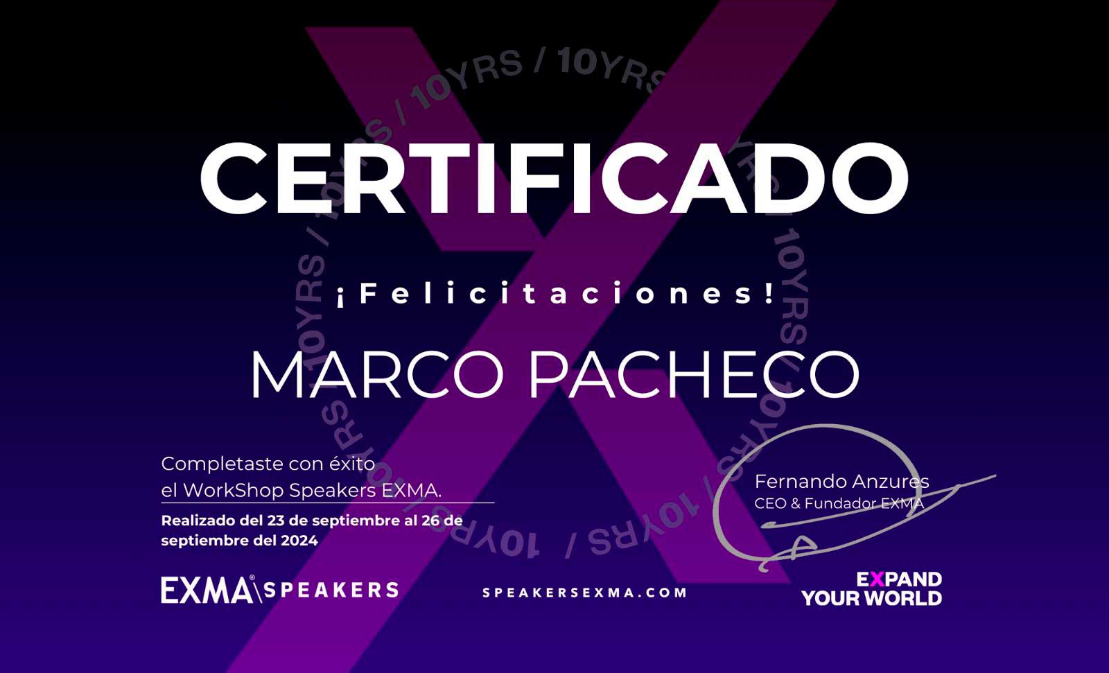 Certificado — Marco Pacheco